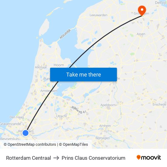 Rotterdam Centraal to Prins Claus Conservatorium map