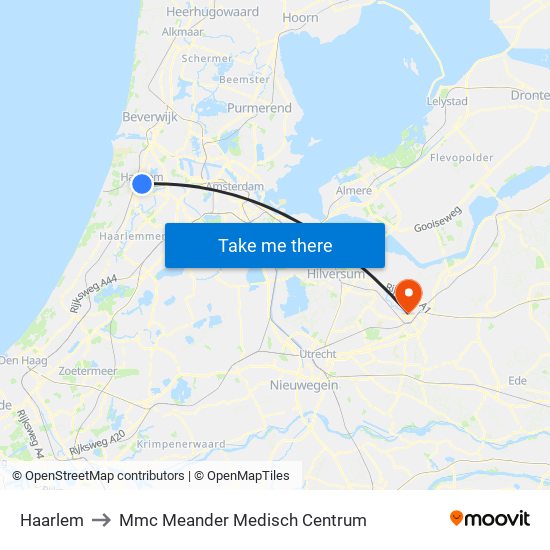 Haarlem to Mmc Meander Medisch Centrum map