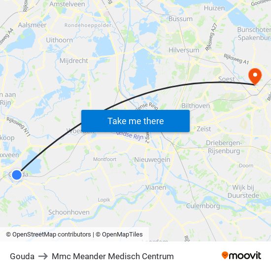 Gouda to Mmc Meander Medisch Centrum map