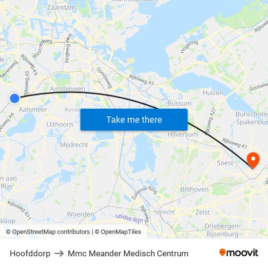 Hoofddorp to Mmc Meander Medisch Centrum map