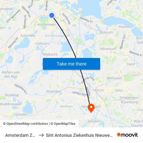 Amsterdam Zuid to Sint Antonius Ziekenhuis Nieuwegein map