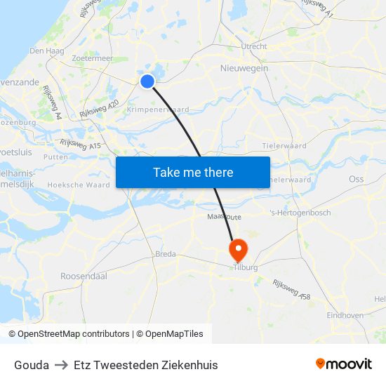 Gouda to Etz Tweesteden Ziekenhuis map