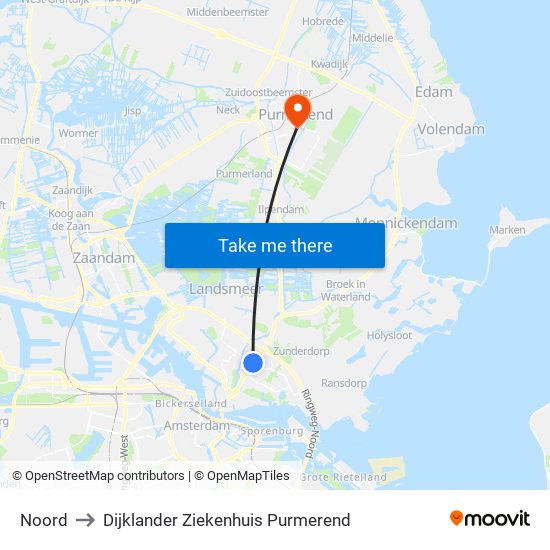 Noord to Dijklander Ziekenhuis Purmerend map