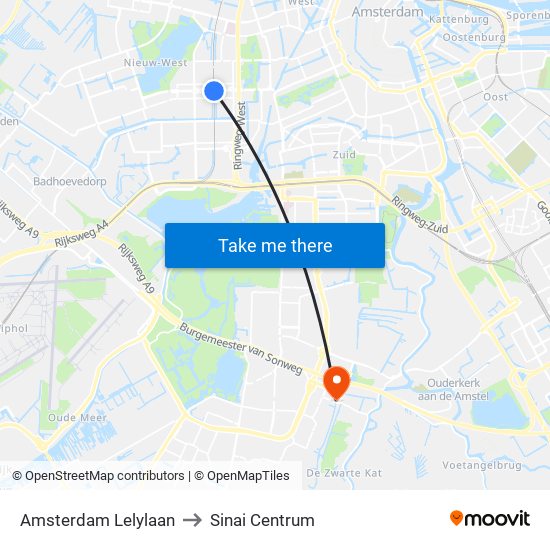 Amsterdam Lelylaan to Sinai Centrum map