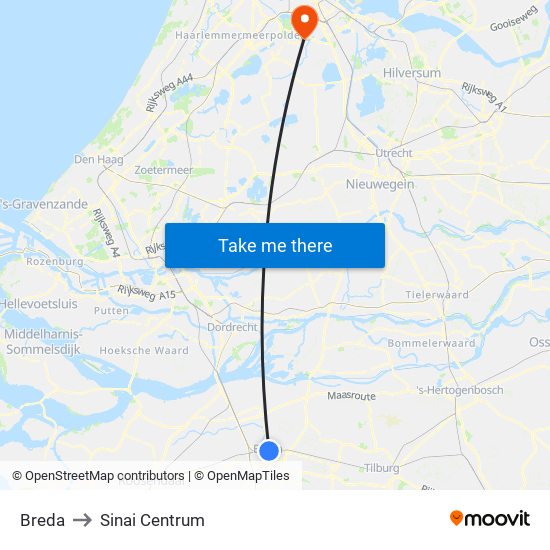 Breda to Sinai Centrum map