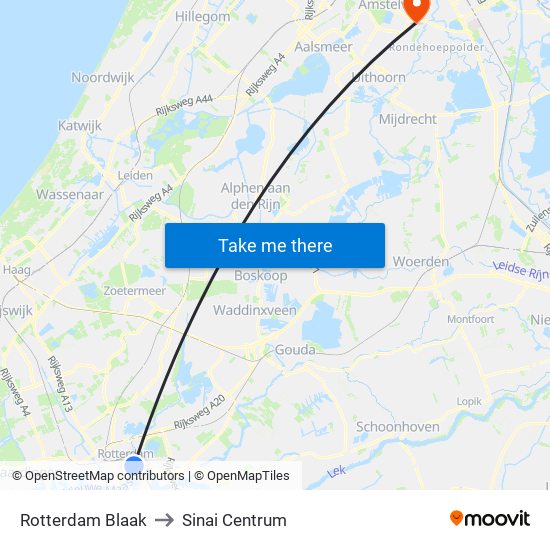 Rotterdam Blaak to Sinai Centrum map