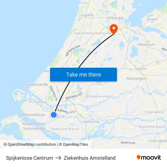 Spijkenisse Centrum to Ziekenhuis Amstelland map