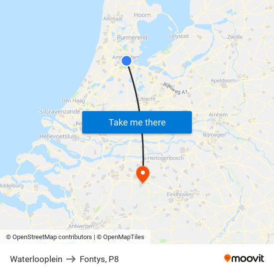 Waterlooplein to Fontys, P8 map
