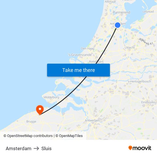 Amsterdam to Sluis map