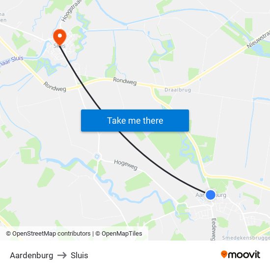 Aardenburg to Sluis map