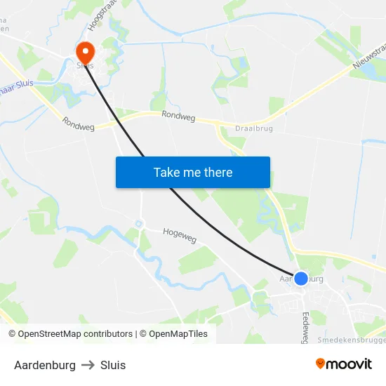 Aardenburg to Sluis map