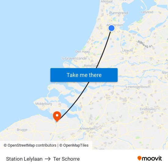 Station Lelylaan to Ter Schorre map