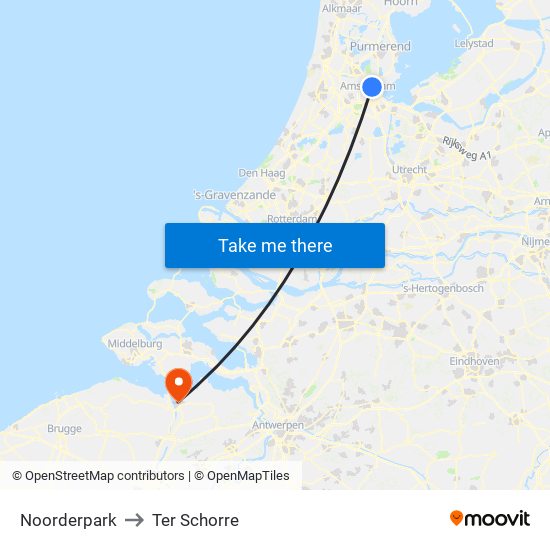 Noorderpark to Ter Schorre map