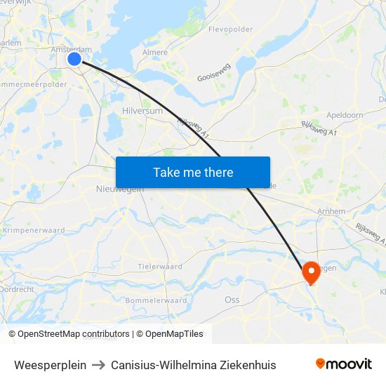 Weesperplein to Canisius-Wilhelmina Ziekenhuis map