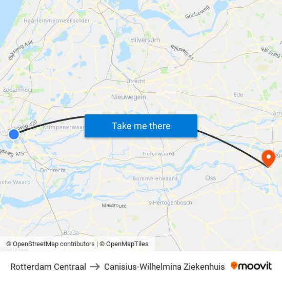 Rotterdam Centraal to Canisius-Wilhelmina Ziekenhuis map