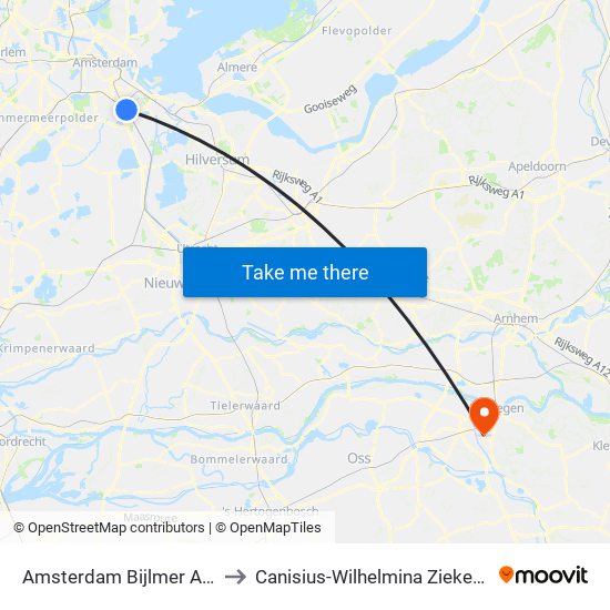 Amsterdam Bijlmer Arena to Canisius-Wilhelmina Ziekenhuis map