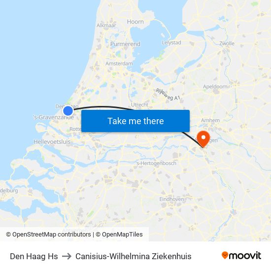 Den Haag Hs to Canisius-Wilhelmina Ziekenhuis map