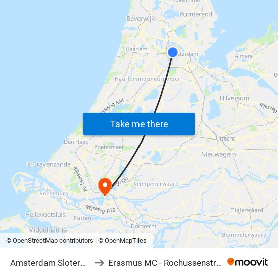 Amsterdam Sloterdijk to Erasmus MC - Rochussenstraat map