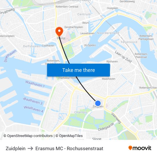 Zuidplein to Erasmus MC - Rochussenstraat map