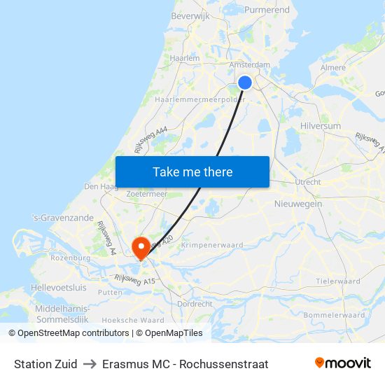 Station Zuid to Erasmus MC - Rochussenstraat map