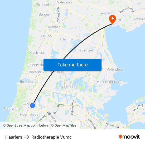 Haarlem to Radiotherapie Vumc map