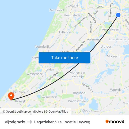 Vijzelgracht to Hagaziekenhuis Locatie Leyweg map