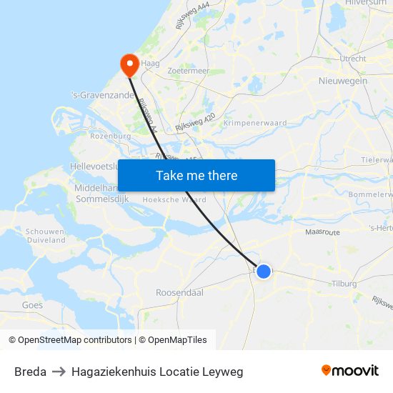 Breda to Hagaziekenhuis Locatie Leyweg map