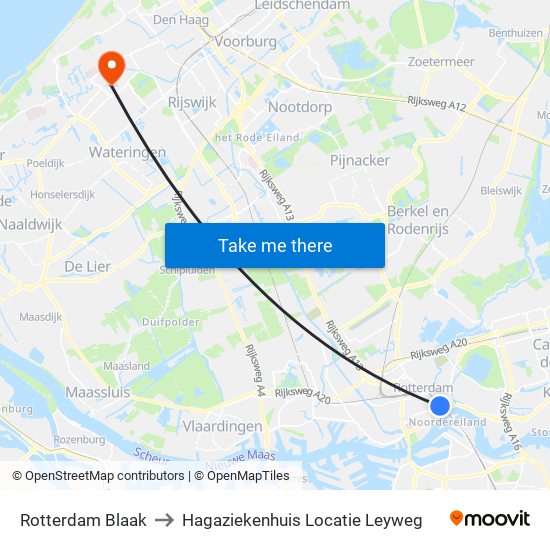 Rotterdam Blaak to Hagaziekenhuis Locatie Leyweg map