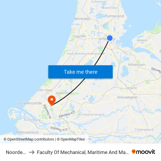 Noorderpark to Faculty Of Mechanical, Maritime And Material Engineering map