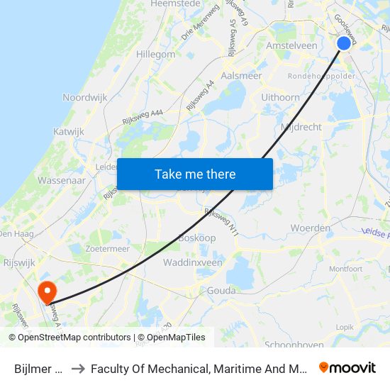 Bijlmer Arena to Faculty Of Mechanical, Maritime And Material Engineering map