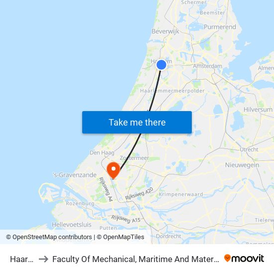 Haarlem to Faculty Of Mechanical, Maritime And Material Engineering map