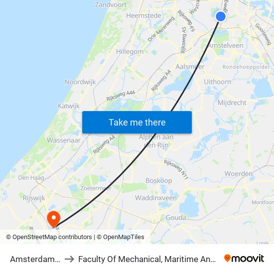 Amsterdam Lelylaan to Faculty Of Mechanical, Maritime And Material Engineering map