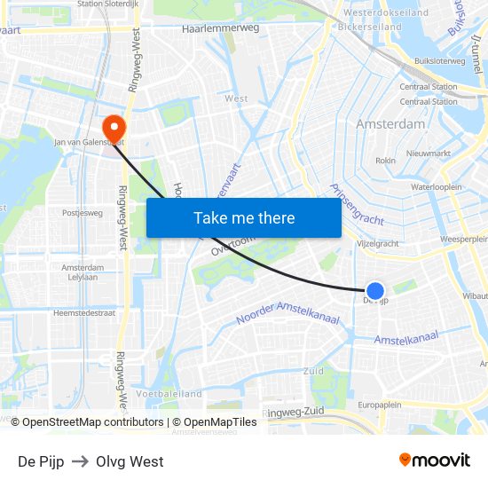 De Pijp to Olvg West map