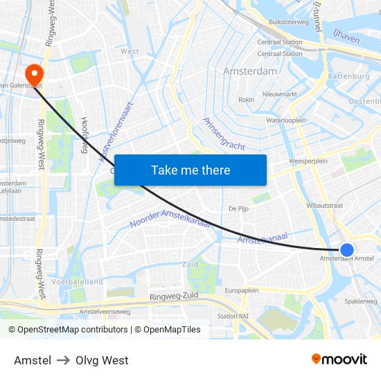 Amstel to Olvg West map