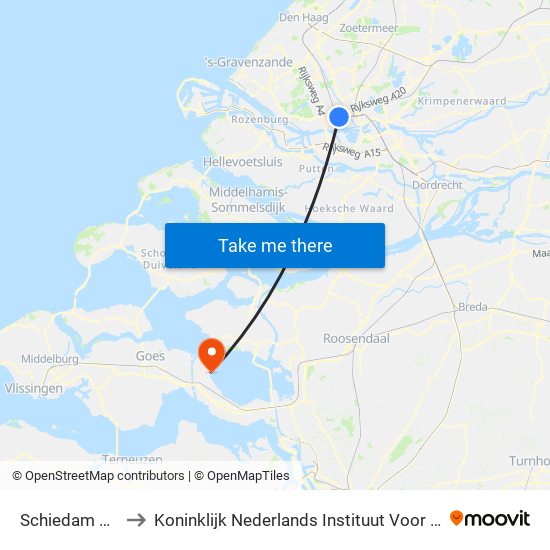 Schiedam Centrum to Koninklijk Nederlands Instituut Voor Onderzoek Der Zee map