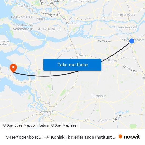 'S-Hertogenbosch (Den Bosch) to Koninklijk Nederlands Instituut Voor Onderzoek Der Zee map