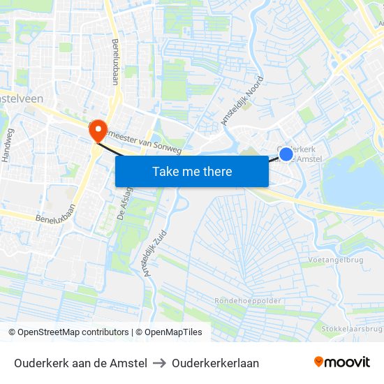 Ouderkerk aan de Amstel to Ouderkerkerlaan map