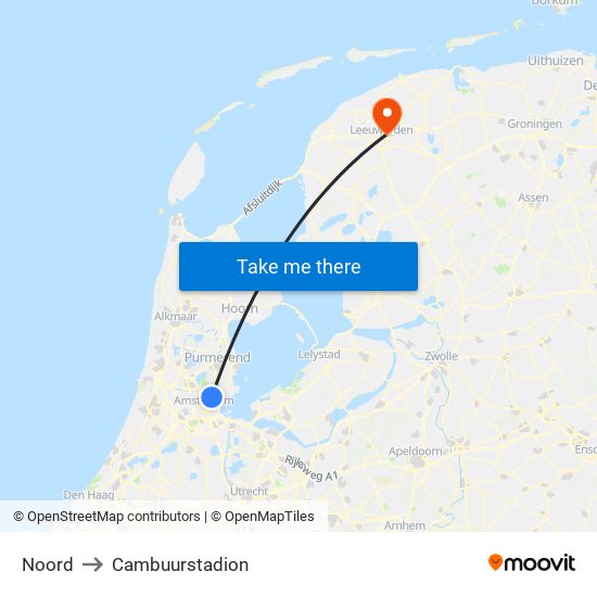 Noord to Cambuurstadion map