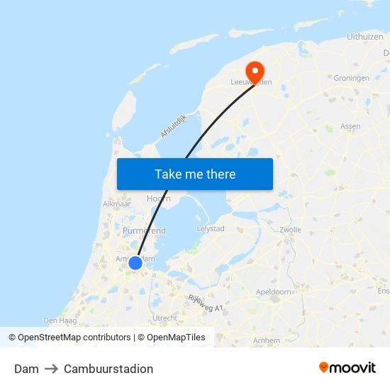 Dam to Cambuurstadion map