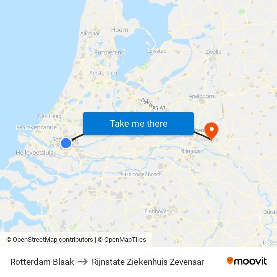 Rotterdam Blaak to Rijnstate Ziekenhuis Zevenaar map