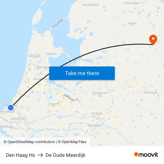 Den Haag Hs to De Oude Meerdijk map