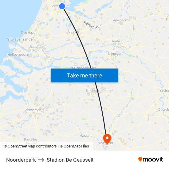 Noorderpark to Stadion De Geusselt map