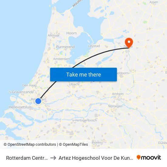 Rotterdam Centraal to Artez Hogeschool Voor De Kunsten map