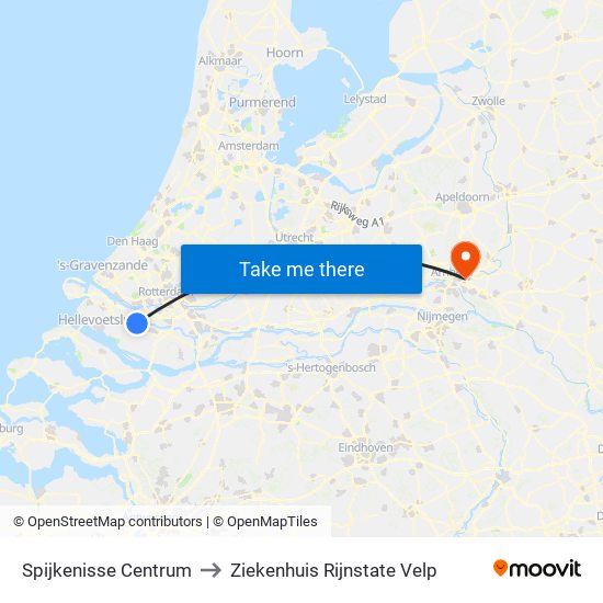 Spijkenisse Centrum to Ziekenhuis Rijnstate Velp map
