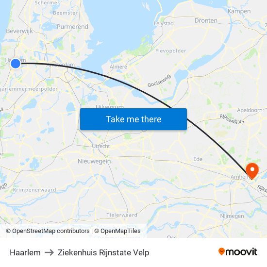 Haarlem to Ziekenhuis Rijnstate Velp map