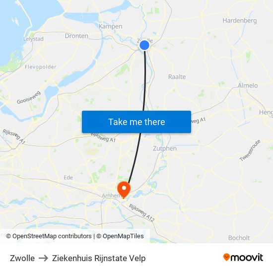 Zwolle to Ziekenhuis Rijnstate Velp map