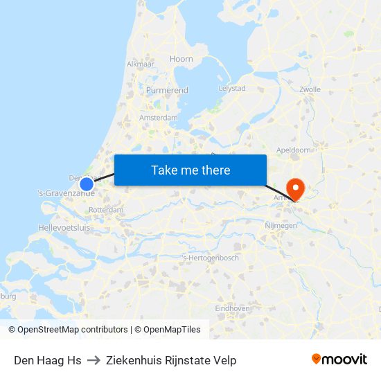 Den Haag Hs to Ziekenhuis Rijnstate Velp map