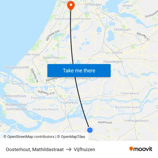 Oosterhout, Mathildastraat to Vijfhuizen map