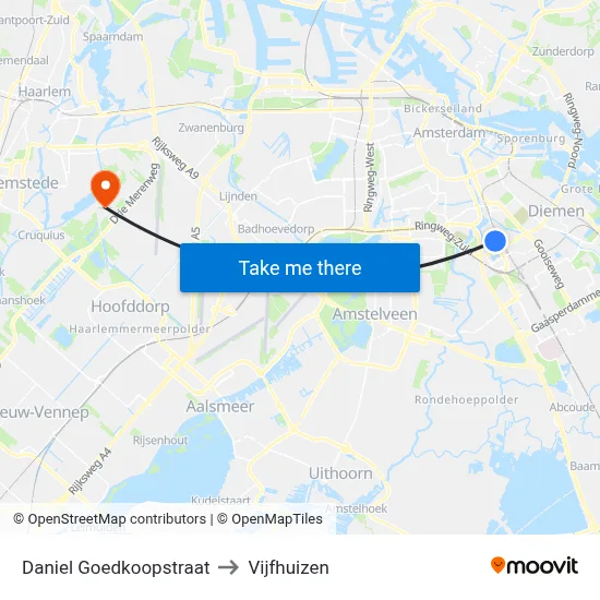 Daniel Goedkoopstraat to Vijfhuizen map