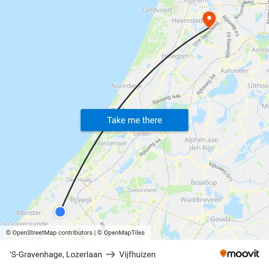 'S-Gravenhage, Lozerlaan to Vijfhuizen map